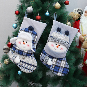 Calcetines navideños de 28x45cm con diseño de muñeco de nieve, decoraciones de tela tejida para bolsa de regalo navideña, adorno para árbol - Product Image 5