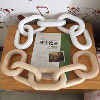 Chaîne en bois sculptée à la main à 5 maillons, style moderne farmhouse Art Déco, décoration horizontale noir et blanc pour table, vente en gros