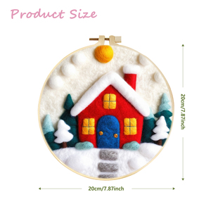 CHENISTORY Adulto DIY Aguja de lana Juego de <span class=keywords><strong>pintura</strong></span> Paisaje creativo Casa de nieve <span class=keywords><strong>con</strong></span> figura Impresión digital en lienzo Base de soporte - Product Image 1