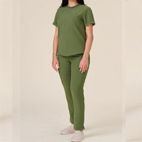 Design à la mode pour les travailleurs de l'hôpital, ensemble de jogging médical vert olive à col en v pour femmes
