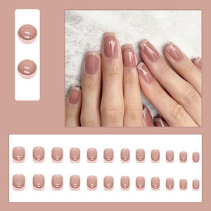 <span class=keywords><strong>Faux</strong></span> ongles carrés français blancs et roses de haute qualité en gros, étiquette privée personnalisée, ongles pressés moyens, ongles artificiels - Product Image 4