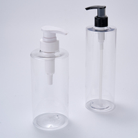 Bouteille en plastique PET vide de 500 ml, transparente, ronde, pour cosmétiques, avec étiquette personnalisée, vaporisateur de gel, pompe à lotion, couvercle à vis