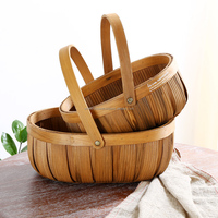 Paniers de rangement multifonctionnels en bois faits à la main et écologiques, personnalisables, en tissu tressé, pour la maison, les mariages, les fleurs et les cadeaux