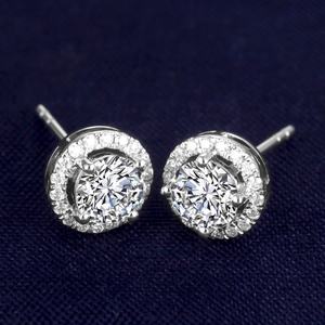 ต่างหูเพชรโมอิสซาไนต์ รุ่น MS-284 ของ Messi Jewelry สำหรับเด็กผู้หญิง ของขวัญสำหรับงานหมั้น ทองคำขาว 18k 14k - Product Image 1