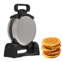 Appareil à gaufres, gaufrier rotatif vertical belge pour gaufres rondes de 1 pouce d'épaisseur, avec bac de récupération des gouttes amovible, pour petit-déjeuner et collations
