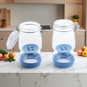 Wholesale 34oz Airtight Olive Glass <b>Pickle</b> <b>Jar</b> with Strainer Flip Cap Plastic for Kimchi and Food Container - Product Image 1