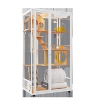 Panoramique multi-fonctions en bois chat moderne grande cage à chat armoire intérieure de luxe chat villa