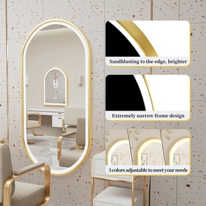 <span class=keywords><strong>Miroir</strong></span> de salle de bain moderne ovale avec éclairage LED, anti-buée, à intensité variable, cadre doré, IP65/IP66, garantie 5 ans pour - Product Image 5