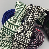 Cravates en laine tricotées pour hommes, personnalisées, à tête plate, fines et étroites, brodées, mode hiver, vente en gros, fournisseur chinois