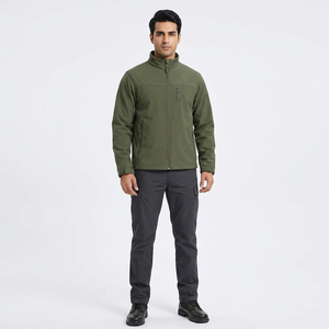 <b>Men's</b> Waterproof Softshell Jacket with Stand Collar and Front Logo Thick Vintage Outdoor <b>Rain</b> <b>Coat</b> with Hood - Product Image 1