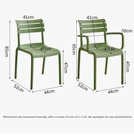 Fauteuil empilable en PP avec dossier à lattes et accoudoirs, chaise de salle à manger moderne pour l'intérieur et l'extérieur, chaise de loisirs pour salon, patio, café