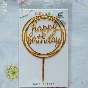 Décoration de gâteau en acrylique doré, cupcake, joyeux anniversaire, dessert, décoration de gâteau - Product Image 3