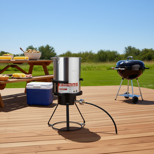 Juego de freidora de propano para pavo de 30Qt, olla de aluminio con soporte de hierro negro, para freír al aire libre, modelo de 4 piezas D0100XUZKHY - Product Image 2