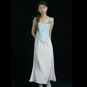 เสื้อครอปเซ็ททรงวินเทจลายดอกไม้สำหรับผู้หญิง  กระชับเอว  ตกแต่งด้วยลูกไม้  ช่วยเก็บหน้าท้อง  ไซส์เล็ก  กระชับสัดส่วน  เหมาะสำหรับแต่งกาย - Product Image 5