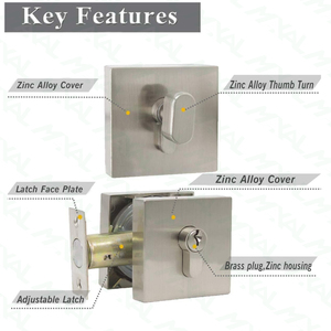 أقفال منزلية Maxal قفل باب دخول F1101 قفل ديدبولت من سبائك الزنك لباب خشبي - Product Image 2