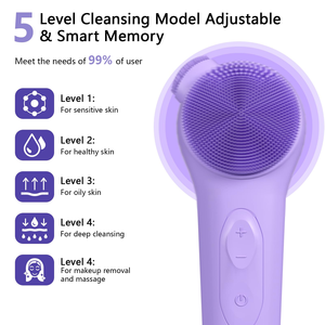 Appareil de nettoyage facial vibrant en silicone, électrique, étanche, portable, rechargeable par USB, exfoliant pour le visage, nettoyage en profondeur, utilisation à domicile - Product Image 2