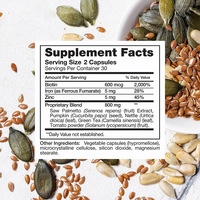 Compléments alimentaires à base de Saw Palmetto pour la croissance des cheveux, bloquant le DHT, pour adultes, 60 capsules pour hommes et femmes (2 par portion)