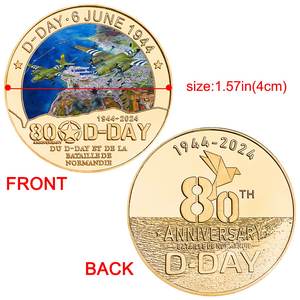Pièces de monnaie commémoratives de la D-Day, 75e et 80e anniversaire, design personnalisé, fabrication en gros, cadeaux pour hommes - Product Image 2