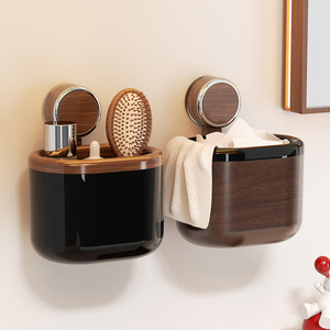 Suction Cup Storage Box <b>Wall</b> Mounted Bathroom Cosmetics Toilet Washcloth Organizer Rectangular Durable - Product Image 1