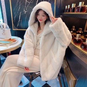 Nuova moda invernale soffice <span class=keywords><strong>cappotto</strong></span> di lusso in vera pelliccia di <span class=keywords><strong>visone</strong></span> cappotti <span class=keywords><strong>con</strong></span> <span class=keywords><strong>cappuccio</strong></span> per donna - Product Image 1