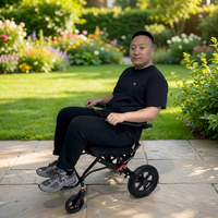 Fauteuil roulant pliable pour avion, avec barre de traction, en acier carbone, facile à transporter – Meilleures ventes