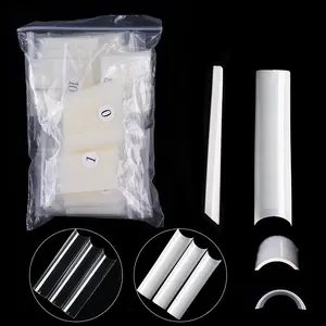 XXL 500PCS Quadratische Nagels pitzen Keine C-Kurve Abgeflachte klare natürliche halbe Abdeckung Falsche Nägel Französische ABS Nail Art Tipps für Salon