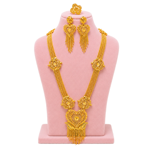 Juego de Collar y Pendientes Étnicos con Certificación IGI, de Latón Chapado en Oro de 24K con Diamantes, Diseño Clásico para Mujer, Moda Nupcial, Borla Floral - Product Image 1
