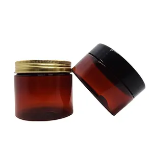 Hộp Đựng Mỹ Phẩm Miệng Rộng Màu Hổ Phách Đen Trắng Trong Suốt 100 200 Ml 8Oz 300 500 Ml Tùy Chỉnh Bình Nhựa Cho Thú Cưng Có Nắp Kim Loại Nhôm