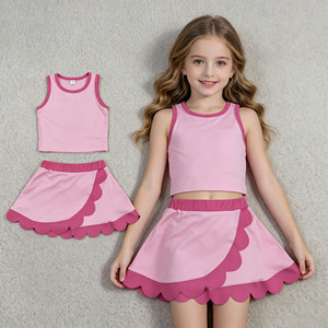 Ropa Deportiva RTS para Niños, Ropa de Verano para Niños, Diseños con Bordes Ondulados, Pantalones Cortos con Forro, Ropa de Yoga para Hermanas, Conjuntos de Ropa para Niños - Product Image 3