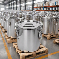 Réservoir de stockage de miel en acier inoxydable, conteneur hermétique de qualité alimentaire, fermenteur de bière maison avec couvercle à boucle