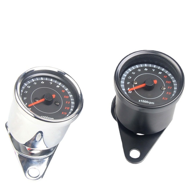 Scooter Tachometer 13000rpm Black Metal Electronic Gauge For Motorcycle Upgrade Retrofit