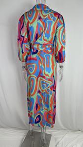 Robe <span class=keywords><strong>à</strong></span> lacets avec imprimé tempérament pour femmes européennes et américaines, col en v, mode sexy, printemps S-3XL - Product Image 6