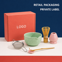 Kit de préparation du matcha à la japonaise, 8 pièces, bol en céramique Sakura, fouet, cuillère, tamis, coffret cadeau