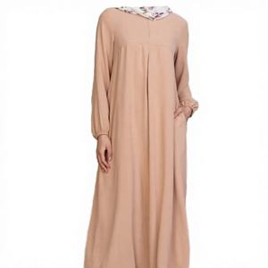 Abaya Zifeng OEM al por Mayor de Alta Calidad para Mujeres Musulmanas de Oriente Medio, Manga Larga, Transpirable, de Poliéster, Plisada, de Color Sólido - Product Image 4