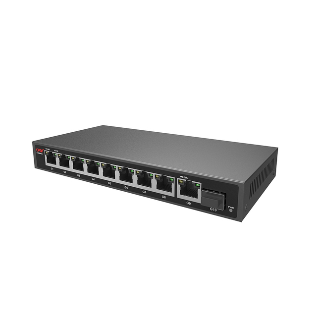 Unmanaged 9 Port Gigabit PoE Switch 30W IEEE802.3af/at with 1 SFP Uplink Fiber Port 8K MAC QoS for IP Camera/Wireless AP
