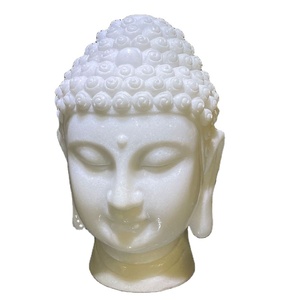 Statue <span class=keywords><strong>de</strong></span> <span class=keywords><strong>tête</strong></span> <span class=keywords><strong>de</strong></span> <span class=keywords><strong>bouddha</strong></span> sculptée <span class=keywords><strong>en</strong></span> <span class=keywords><strong>pierre</strong></span> <span class=keywords><strong>de</strong></span> marbre blanc, taille personnalisée chinoise, décoration extérieure <span class=keywords><strong>de</strong></span> <span class=keywords><strong>jardin</strong></span> Zen - Product Image 1
