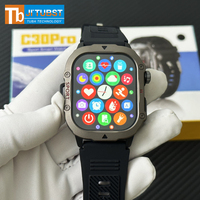 Reloj Inteligente Deportivo Cuadrado C30 PRO con Bluetooth, Llamadas Telefónicas, Oxígeno en Sangre, Resistente al Agua IP67, Pantalla IPS de 44-49 mm