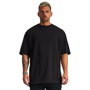 Nuovo design playeras de hombre cotone di qualità vestibilità ampia maglietta da uomo in bianco di marca con spalla scesa oversize