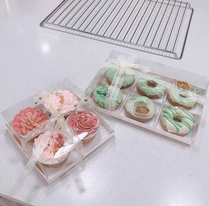 IMEE Ready to Ship Fancy Clear 4 6 Pieces Donut Rectangular Square Clear Lid Patisserie <strong>Mini</strong> <strong>Cake</strong> <strong>Box</strong> Sweet Dessert <strong>Box</strong> - Product Image 3