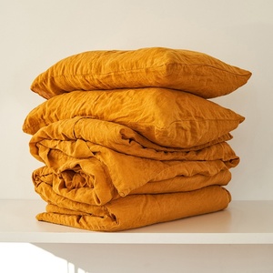 Housse de couette et taies d'oreiller en lin pur bio français de luxe, taille personnalisée Queen King, ensemble de literie en lin pur - Product Image 1