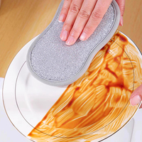 FF5214 Chiffon de nettoyage ménager multi-usages, éponge à vaisselle en fil d'acier non rayant, éponge en microfibre double face, éponge en laine d'acier pour la cuisine