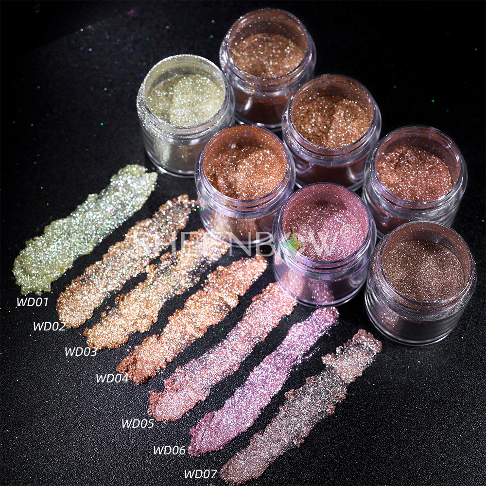 Sheenbow Cosmetic Silver Iridescent Eyeshadow Glitter Loose Diamond Sparkle Powder Eye Shadow Shimmer Finish for Dark Skin
