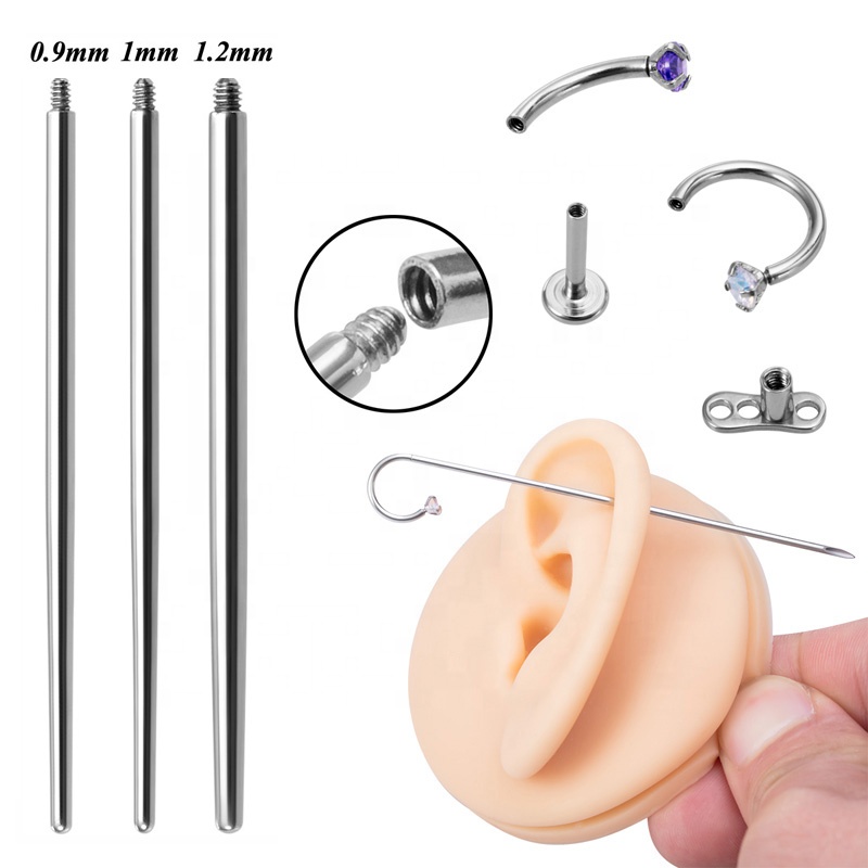 Surgical Steel Pull Pin Tools Insertion Taper Pin Labret Dermal Nose Nipple Profession Body Piercing Connect Tools Kit