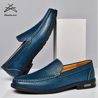 Mens China Factory Action Chaussures de marche supérieures en cuir pour hommes Mocassins plats souples décontractés à enfiler en caoutchouc pour la conduite