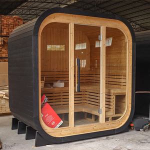 <span class=keywords><strong>Sauna</strong></span> Prefabbricata a Cubo di Rapido Montaggio con Kit, <span class=keywords><strong>Sauna</strong></span> Esterna in Abete Finlandese Carbonizzato per 4-6 Persone - Product Image 2