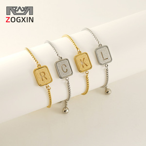 Zogxin Letter Bracelet Stainless Steel Adjustable Women Fashion Jewelry Gift - Product Image 1