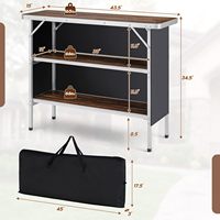 Table de camping pliante, table de bar portable à ouverture rapide avec 2 étagères de rangement, housse en tissu amovible pour pique-nique, fête en plein air