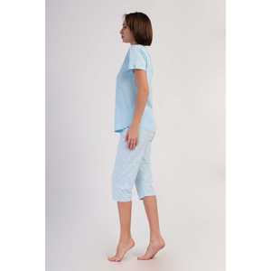 Traje de dormir capri ovalado de manga corta con cuello redondo para mujer - Product Image 2