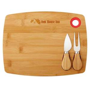 Bandeja de servicio caliente Tabla de cortar queso de bambú con herramientas de vino Tabla de cortar de madera con cuchillo para queso - Product Image 2