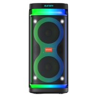 Enceinte de fête portable CSL-0811 double 8 pouces avec lumière LED RVB effet flamme, micro sans fil et basses puissantes pour extérieur
